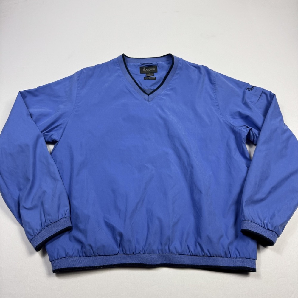 Spyglass Golf Jacket Mens Large Blue V-Neck Windbreaker Pullover Water Resistant